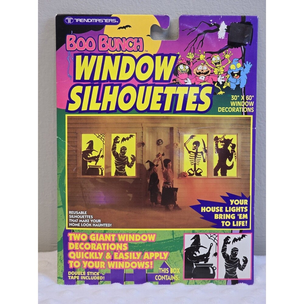 Vintage NOS 1993 Trendmasters BOO Bunch Haunted Window Silhouettes Witch Mummy